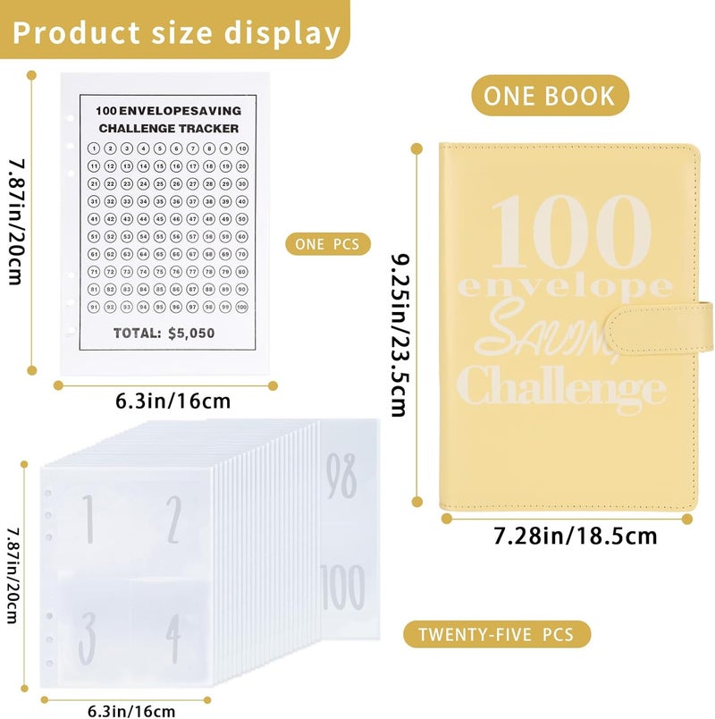 NICOOTH 100 Envelopes Money Saving Binder A5 Savings Challenge Book Easy and Fun Way to Save $5050 - Image 2